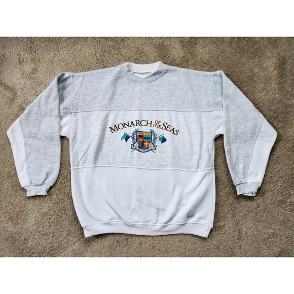 Vintage Monarch of the Sea Sweatshirt Mens XL Royal Caribbean Cruise Gray - Picture 1 of 6